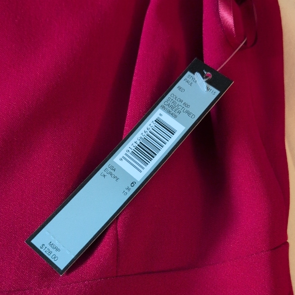 Gorgeous Red Tahari ASL Fit-and-Flare Dress with Gold Belt Accent - Picture 6 of 8